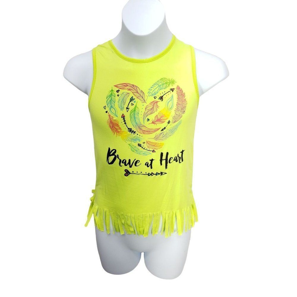 Zone Pro XS 4/5 Lime green fringe athletic Brave at heart tank‎ top